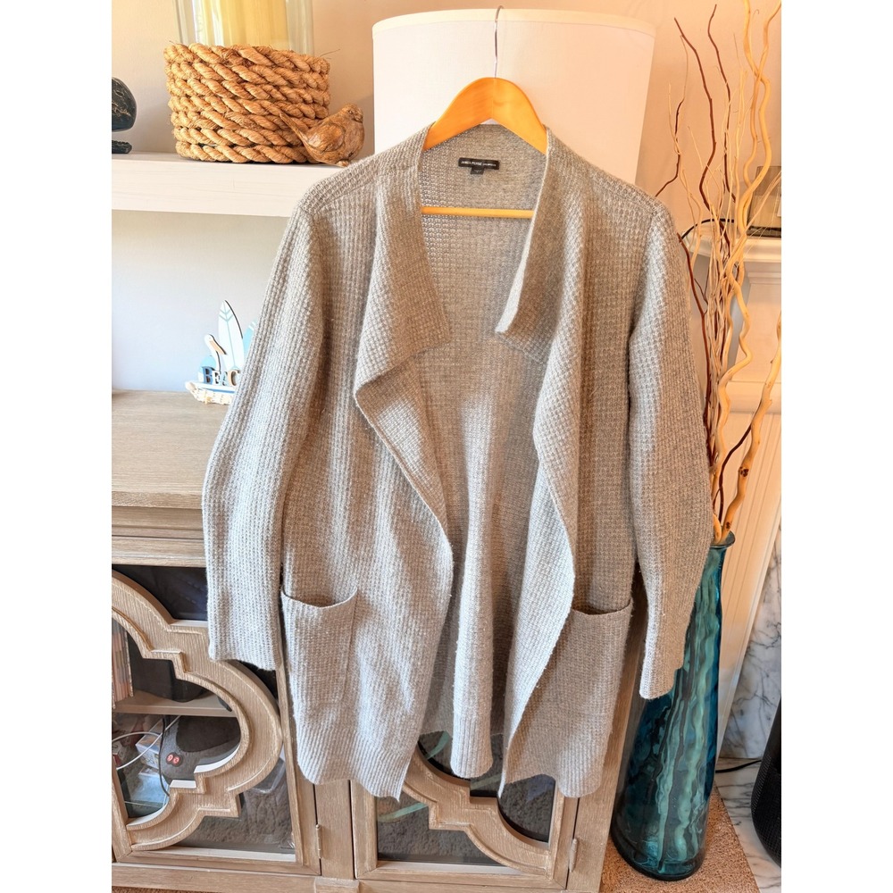 James Perse Waffle Knit Cashmere Cardigan Womens Gray Size 1 Small WOM2099